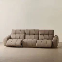 Aranda Coffee Brown Nubuck Leather 3 Piece Modular Dual Electric Recliner