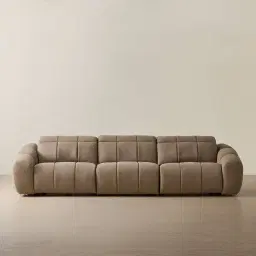 Aranda Coffee Brown Nubuck Leather 3 Piece Modular Dual Electric Recliner