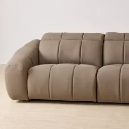 Aranda Coffee Brown Nubuck Leather 3 Piece Modular Dual Electric Recliner