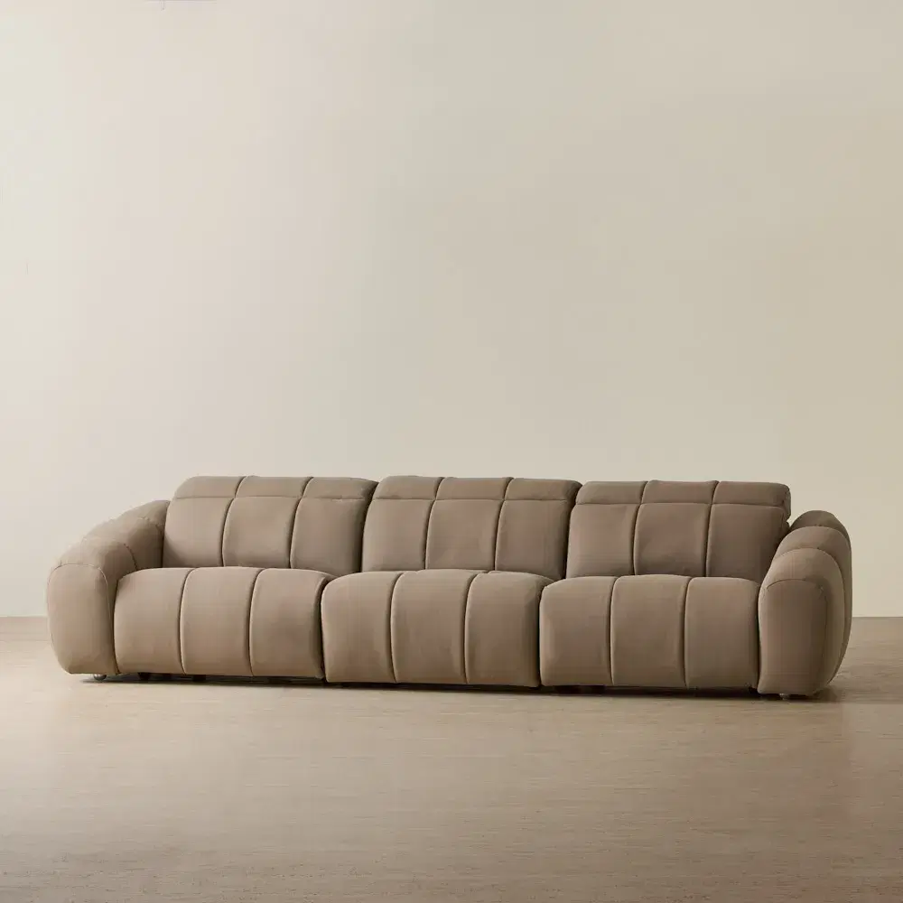 Aranda Coffee Brown Leather 3 Piece Modular Dual Electric Recliner