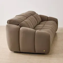 Aranda Coffee Brown Nubuck Leather 3 Piece Modular Dual Electric Recliner