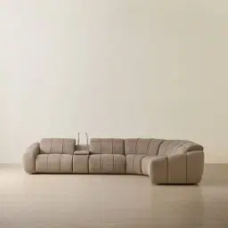 Aranda Coffee Brown Nubuck Leather 6 Piece Corner Modular Dual Electric Recliner with Console