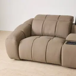 Aranda Coffee Brown Nubuck Leather 6 Piece Corner Modular Dual Electric Recliner with Console