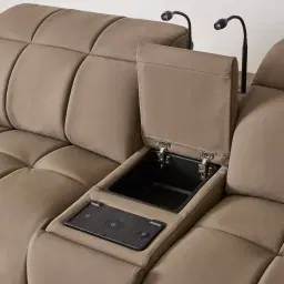 Aranda Coffee Brown Nubuck Leather 6 Piece Corner Modular Dual Electric Recliner with Console