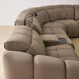 Aranda Coffee Brown Nubuck Leather 6 Piece Corner Modular Dual Electric Recliner with Console