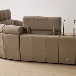 Aranda Coffee Brown Nubuck Leather 6 Piece Corner Modular Dual Electric Recliner with Console