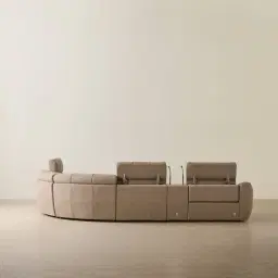 Aranda Coffee Brown Nubuck Leather 6 Piece Corner Modular Dual Electric Recliner with Console