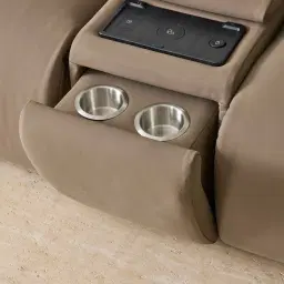 Aranda Coffee Brown Nubuck Leather 6 Piece Corner Modular Dual Electric Recliner with Console