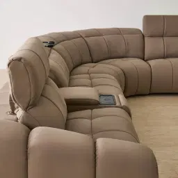 Aranda Coffee Brown Nubuck Leather 6 Piece Corner Modular Dual Electric Recliner with Console