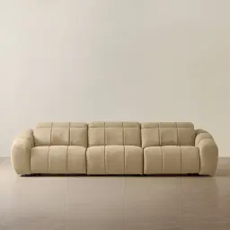 Aranda Camel Tan Nubuck Leather 3 Piece Modular Dual Electric Recliner