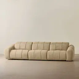 Aranda Camel Tan Nubuck Leather 3 Piece Modular Dual Electric Recliner