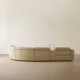 Aranda Camel Tan Nubuck Leather 6 Piece Corner Modular Dual Electric Recliner with Console