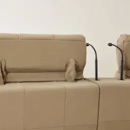 Aranda Camel Tan Nubuck Leather 6 Piece Corner Modular Dual Electric Recliner with Console