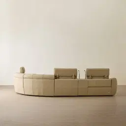 Aranda Camel Tan Nubuck Leather 6 Piece Corner Modular Dual Electric Recliner with Console