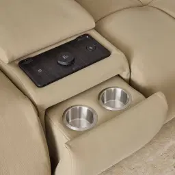 Aranda Camel Tan Nubuck Leather 6 Piece Corner Modular Dual Electric Recliner with Console