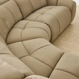 Aranda Camel Tan Nubuck Leather 6 Piece Corner Modular Dual Electric Recliner with Console