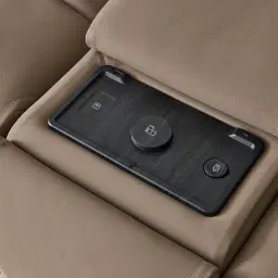 Aranda Coffee Brown Nubuck Leather 2 Piece Modular Dual Electric Recliner with Console