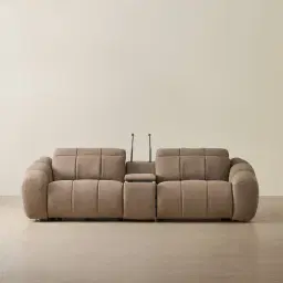 Aranda Coffee Brown Nubuck Leather 2 Piece Modular Dual Electric Recliner with Console