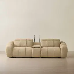 Aranda Camel Tan Nubuck Leather 2 Piece Modular Dual Electric Recliner with Console