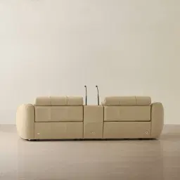 Aranda Camel Tan Nubuck Leather 2 Piece Modular Dual Electric Recliner with Console