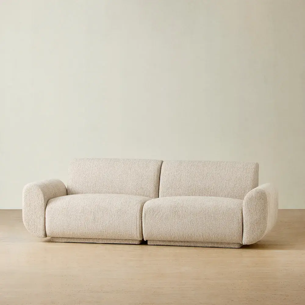 Vero Dusty Beige Fabric 2 Pieces Modular Sofa