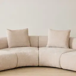 Soluna Powder White Chenille Fabric 4 Pieces Modular Corner Sofa with Left and Right Terminal