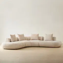 Soluna Powder White Chenille Fabric 4 Pieces Modular Corner Sofa with Left and Right Terminal