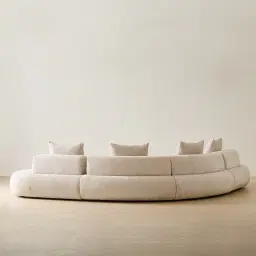 Soluna Powder White Chenille Fabric 4 Pieces Modular Corner Sofa with Left and Right Terminal