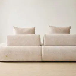 Soluna Powder White Chenille Fabric 4 Pieces Modular Corner Sofa with Left and Right Terminal