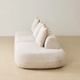 Soluna Powder White Chenille Fabric 3 Pieces Modular Sofa with Left and Right Terminal