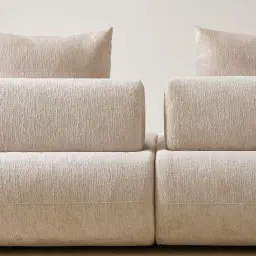 Soluna Powder White Chenille Fabric 3 Pieces Modular Sofa with Left and Right Terminal