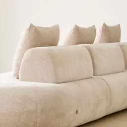 Soluna Powder White Chenille Fabric 3 Pieces Modular Sofa with Left and Right Terminal