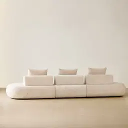 Soluna Powder White Chenille Fabric 3 Pieces Modular Sofa with Left and Right Terminal