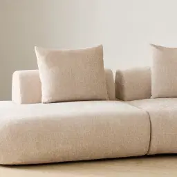 Soluna Powder White Chenille Fabric 3 Pieces Modular Sofa with Left and Right Terminal