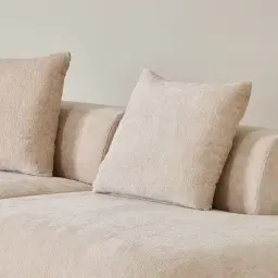 Soluna Powder White Chenille Fabric 2 Pieces Modular Sofa