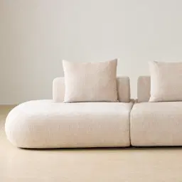 Soluna Powder White Chenille Fabric 2 Pieces Modular Sofa