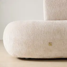 Soluna Powder White Chenille Fabric 2 Pieces Modular Sofa