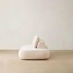 Soluna Powder White Chenille Fabric 2 Pieces Modular Sofa