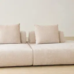 Soluna Powder White Chenille Fabric 2 Pieces Modular Sofa