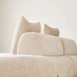 Soluna Powder White Chenille Fabric 2 Pieces Modular Sofa