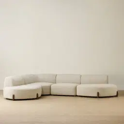 Calma Pearl Beige Fabric 4 Pieces Modular Corner Sofa with Left Cuddler and Right Cuddler