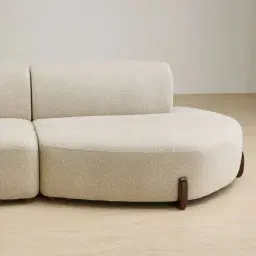 Calma Pearl Beige Fabric 3 Pieces Modular Sofa with Left Arm and Right Cuddler