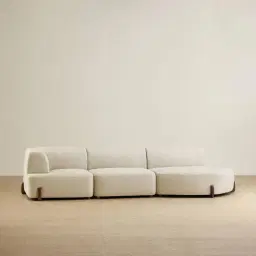 Calma Pearl Beige Fabric 3 Pieces Modular Sofa with Left Arm and Right Cuddler