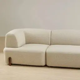 Calma Pearl Beige Fabric 3 Pieces Modular Sofa with Left Arm and Right Cuddler