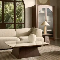 Calma Pearl Beige Fabric 2 Pieces Modular Sofa