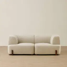 Calma Pearl Beige Fabric 2 Pieces Modular Sofa