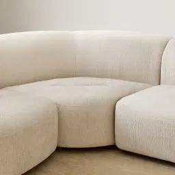 Calma Fusion Grey Fabric 4 Pieces Modular Corner Sofa with Right Arm and Left Cuddler