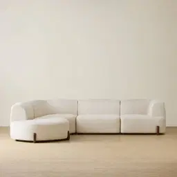 Calma Fusion Grey Fabric 4 Pieces Modular Corner Sofa with Right Arm and Left Cuddler