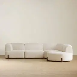 Calma Fusion Grey Fabric 4 Pieces Modular Corner Sofa with Left Arm and Right Cuddler