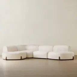 Calma Fusion Grey Fabric 4 Pieces Modular Corner Sofa with Left Cuddler and Right Cuddler